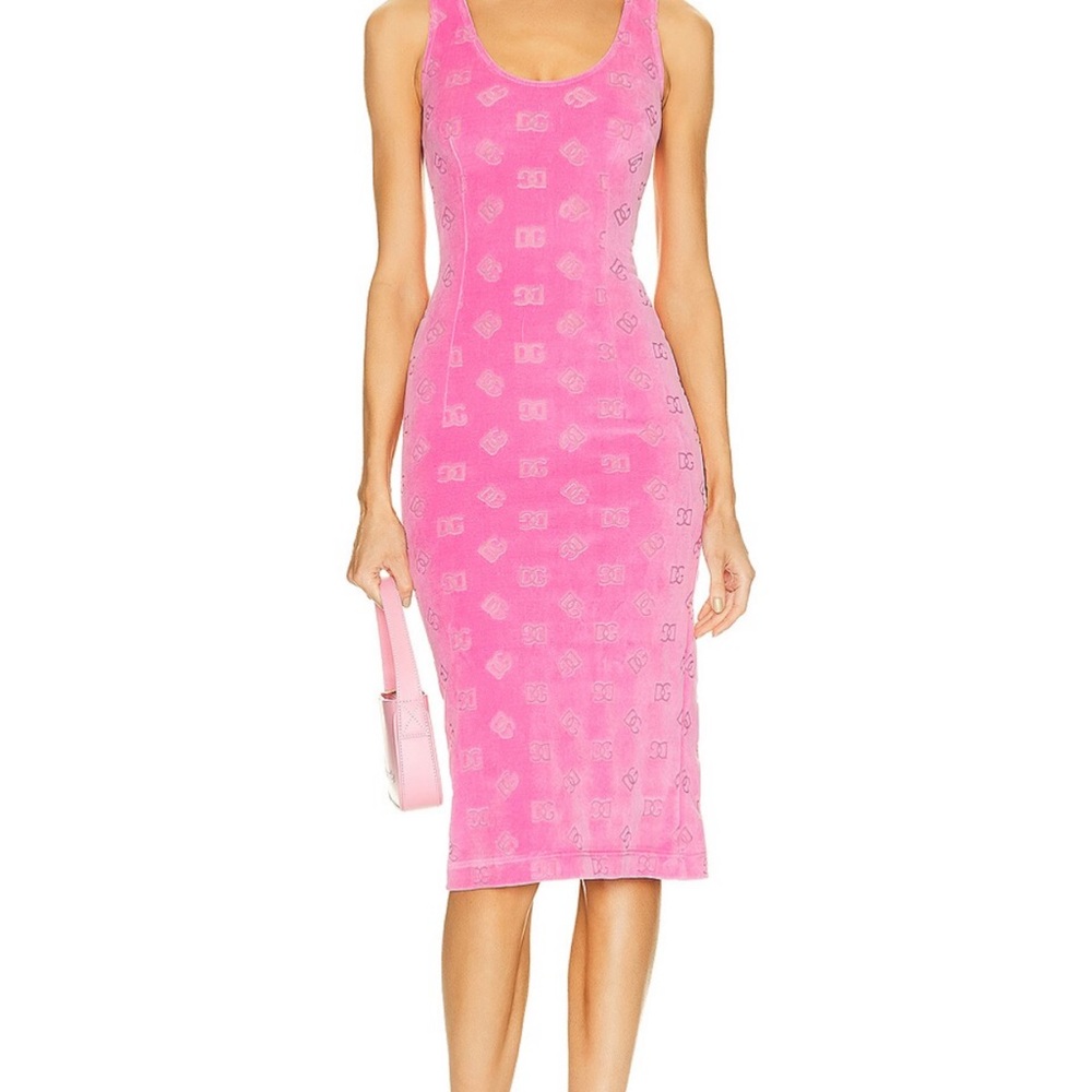 SOLD* Pink Sleeveless Dress with Logo Pattern